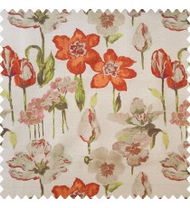 Green orange grey brown color beautiful flower designs with texture finished background natural look flower buds main curtain